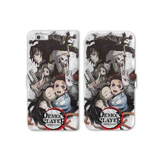 RV Housse cuir portefeuille Iphone 6 / 6s Manga Damon Slayer Blanc