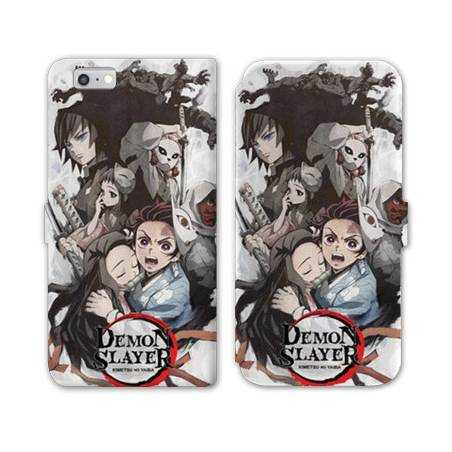 RV Housse cuir portefeuille Iphone 6 / 6s Manga Damon Slayer Blanc