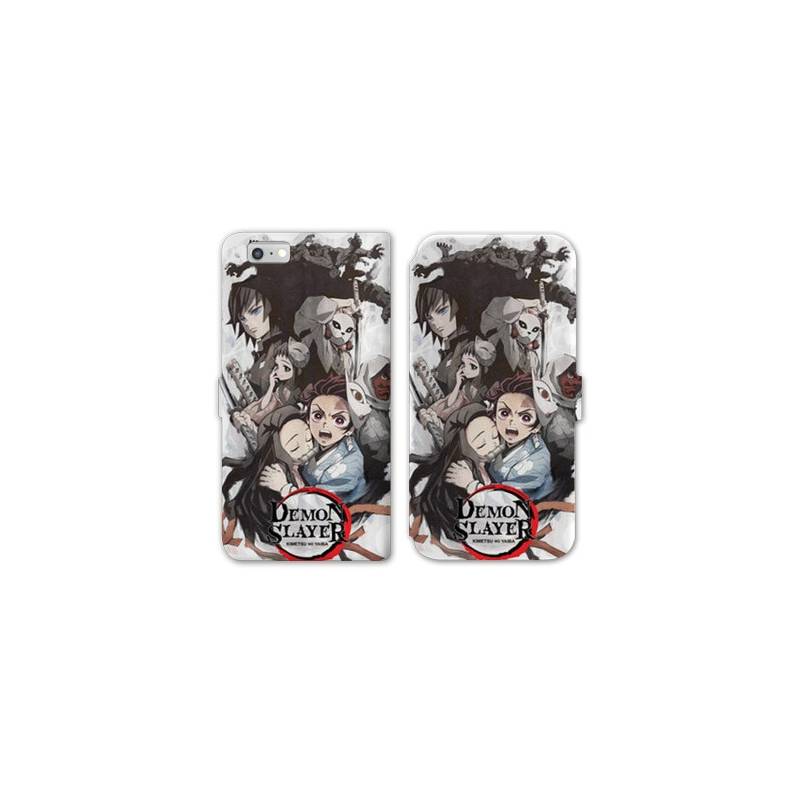 RV Housse cuir portefeuille Iphone 6 / 6s Manga Damon Slayer Blanc