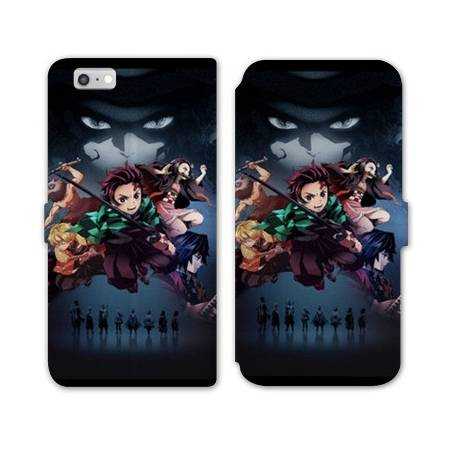 RV Housse cuir portefeuille Iphone 6 / 6s Manga Damon Slayer Noir