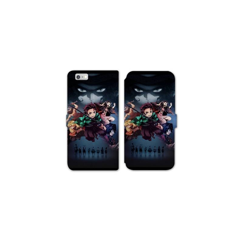 RV Housse cuir portefeuille Iphone 6 / 6s Manga Damon Slayer Noir