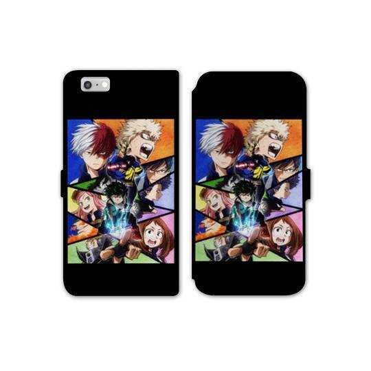 RV Housse cuir portefeuille Iphone 6 / 6s Manga My hero acadamia noir
