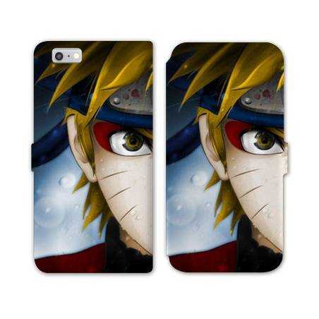 RV Housse cuir portefeuille Iphone 6 / 6s Manga Naruto blanc