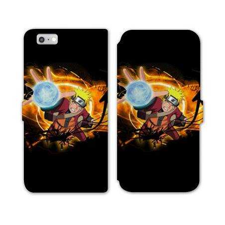 RV Housse cuir portefeuille Iphone 6 / 6s Manga Naruto noir