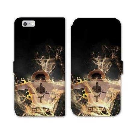 RV Housse cuir portefeuille Iphone 6 / 6s Manga One Piece Ace noir