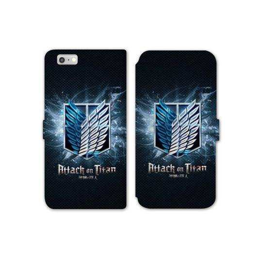 RV Housse cuir portefeuille Iphone 7 / 8 Manga Attaque titans noir