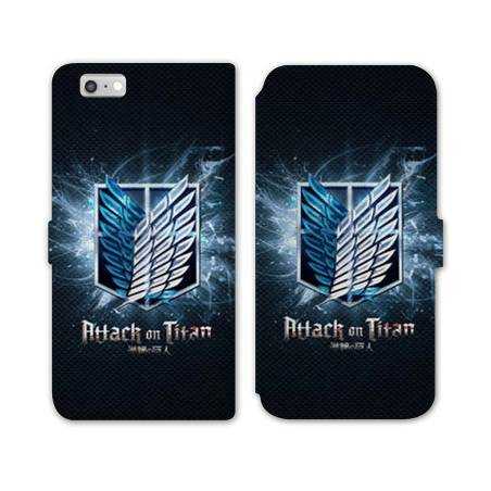 RV Housse cuir portefeuille Iphone 7 / 8 Manga Attaque titans noir