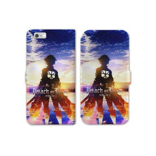 RV Housse cuir portefeuille Iphone 7 / 8 Manga Attaque titans Soleil
