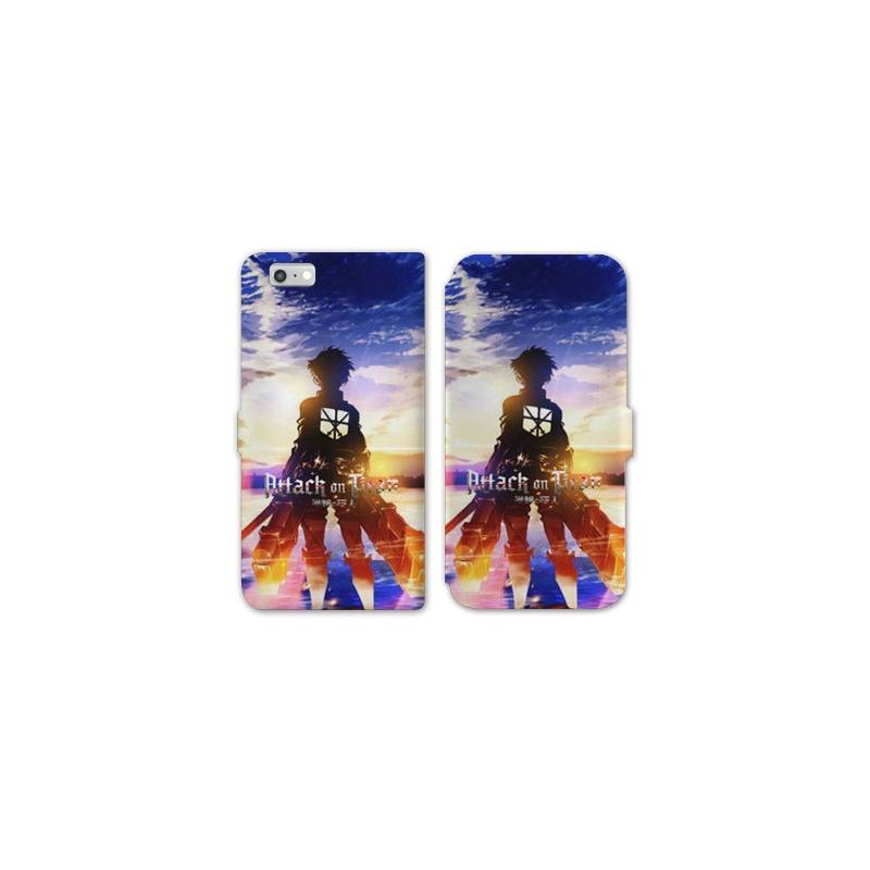 RV Housse cuir portefeuille Iphone 7 / 8 Manga Attaque titans Soleil