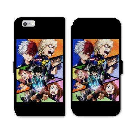 RV Housse cuir portefeuille Iphone 7 / 8 Manga My hero acadamia noir