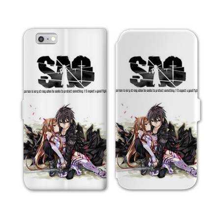 RV Housse cuir portefeuille Iphone 7 / 8 Manga SAO sword Art Online blanc