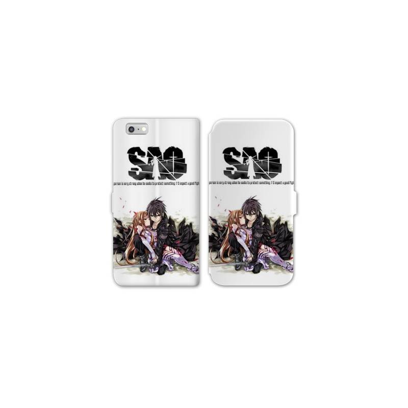 RV Housse cuir portefeuille Iphone 7 / 8 Manga SAO sword Art Online blanc