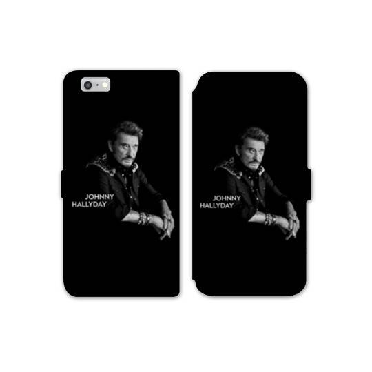RV Housse cuir portefeuille Iphone 7 / 8 Johnny Hallyday Noir