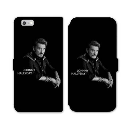 RV Housse cuir portefeuille Iphone 7 / 8 Johnny Hallyday Noir