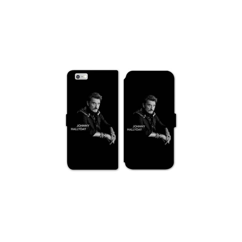 RV Housse cuir portefeuille Iphone 7 / 8 Johnny Hallyday Noir