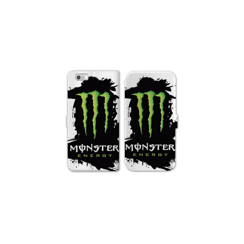 RV Housse cuir portefeuille Iphone 7 / 8 Monster Energy tache
