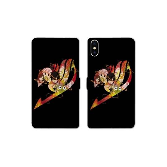 RV Housse cuir portefeuille Iphone XR Manga Fairy Tail Logo Noir