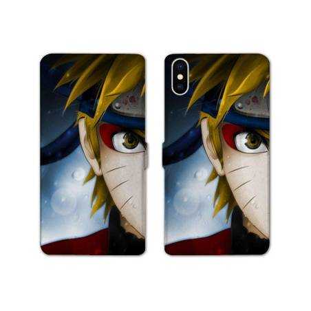 RV Housse cuir portefeuille Iphone XR Manga Naruto blanc