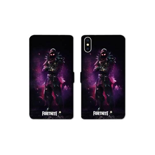 RV Housse cuir portefeuille Iphone XR Fortnite Raven