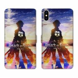 RV Housse cuir portefeuille Iphone X / XS Manga Attaque titans Soleil