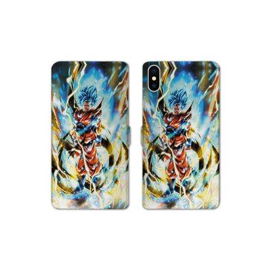 RV Housse cuir portefeuille Iphone X / XS Manga Dragon Ball Sangoku Blanc
