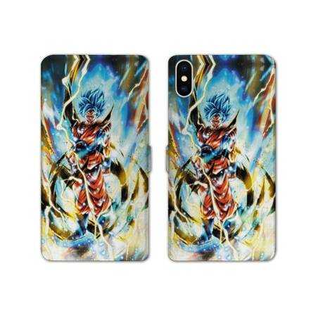 RV Housse cuir portefeuille Iphone X / XS Manga Dragon Ball Sangoku Blanc