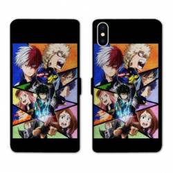RV Housse cuir portefeuille Iphone X / XS Manga My hero acadamia noir