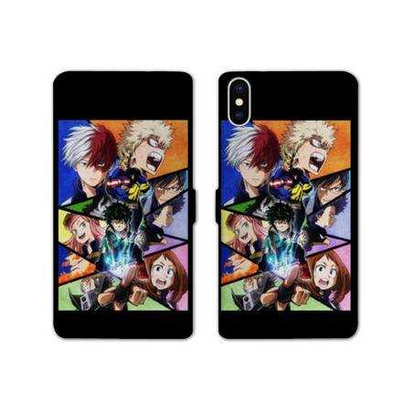RV Housse cuir portefeuille Iphone X / XS Manga My hero acadamia noir