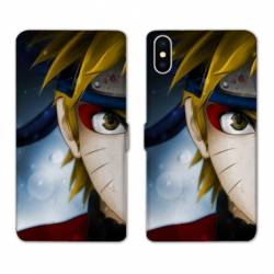 RV Housse cuir portefeuille Iphone X / XS Manga Naruto blanc