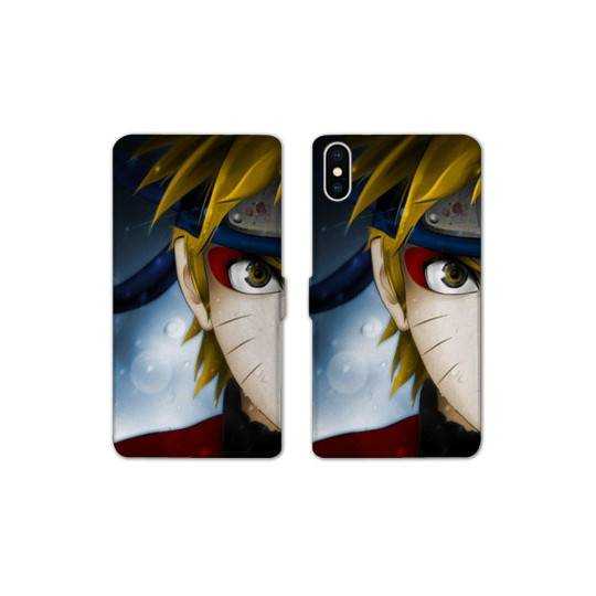 RV Housse cuir portefeuille Iphone X / XS Manga Naruto blanc