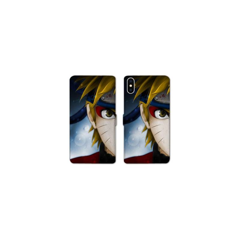 RV Housse cuir portefeuille Iphone X / XS Manga Naruto blanc