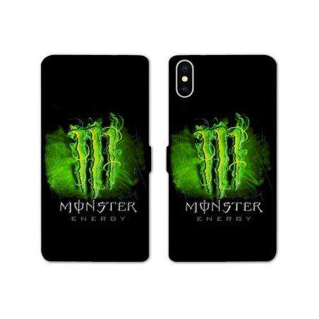 RV Housse cuir portefeuille Iphone X / XS Monster Energy Vert