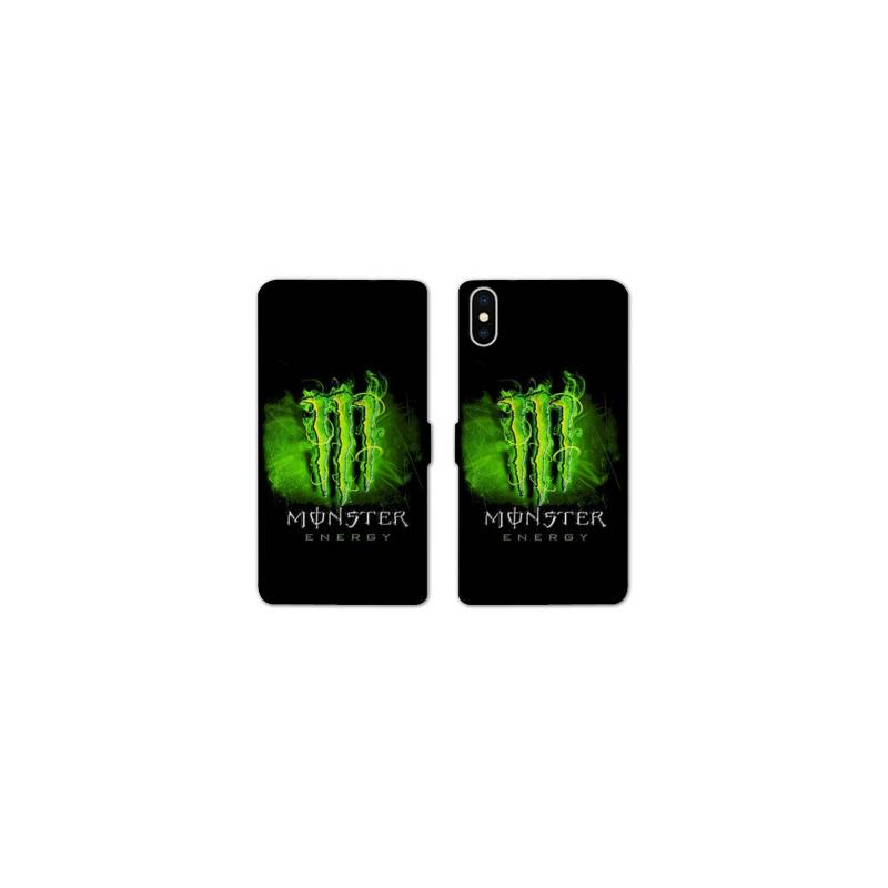 RV Housse cuir portefeuille Iphone X / XS Monster Energy Vert