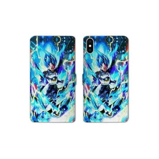 RV Housse cuir portefeuille Iphone XS Max Manga Dragon Ball Vegeta Bleu