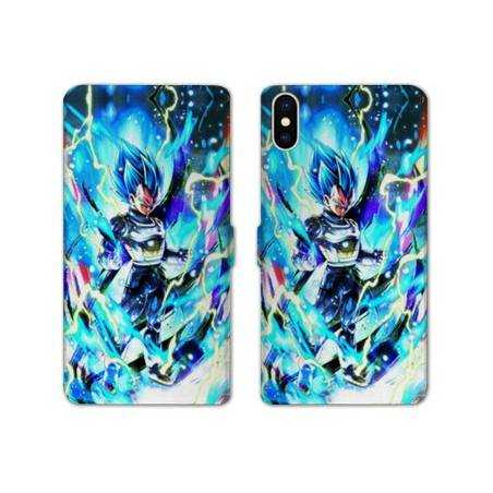RV Housse cuir portefeuille Iphone XS Max Manga Dragon Ball Vegeta Bleu