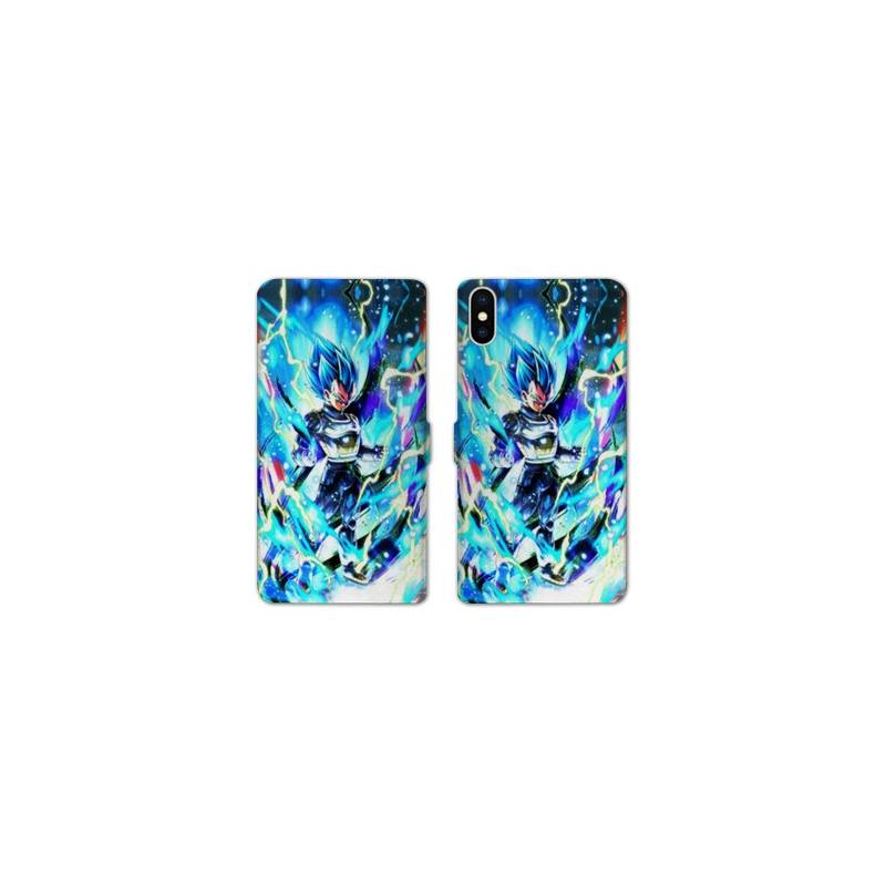 RV Housse cuir portefeuille Iphone XS Max Manga Dragon Ball Vegeta Bleu
