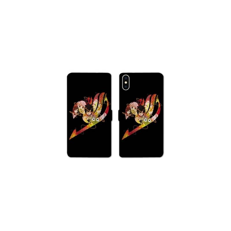 RV Housse cuir portefeuille Iphone XS Max Manga Fairy Tail Logo Noir