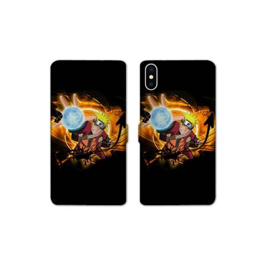 RV Housse cuir portefeuille Iphone XS Max Manga Naruto noir