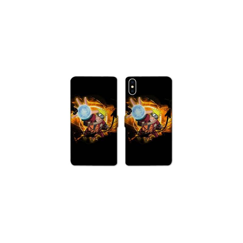 RV Housse cuir portefeuille Iphone XS Max Manga Naruto noir