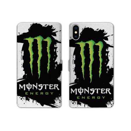 RV Housse cuir portefeuille Iphone XS Max Monster Energy tache