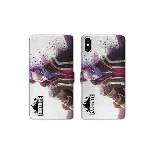 RV Housse cuir portefeuille Iphone XS Max Fortnite Blanc
