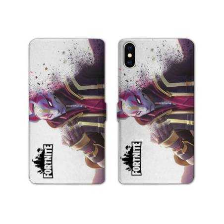 RV Housse cuir portefeuille Iphone XS Max Fortnite Blanc