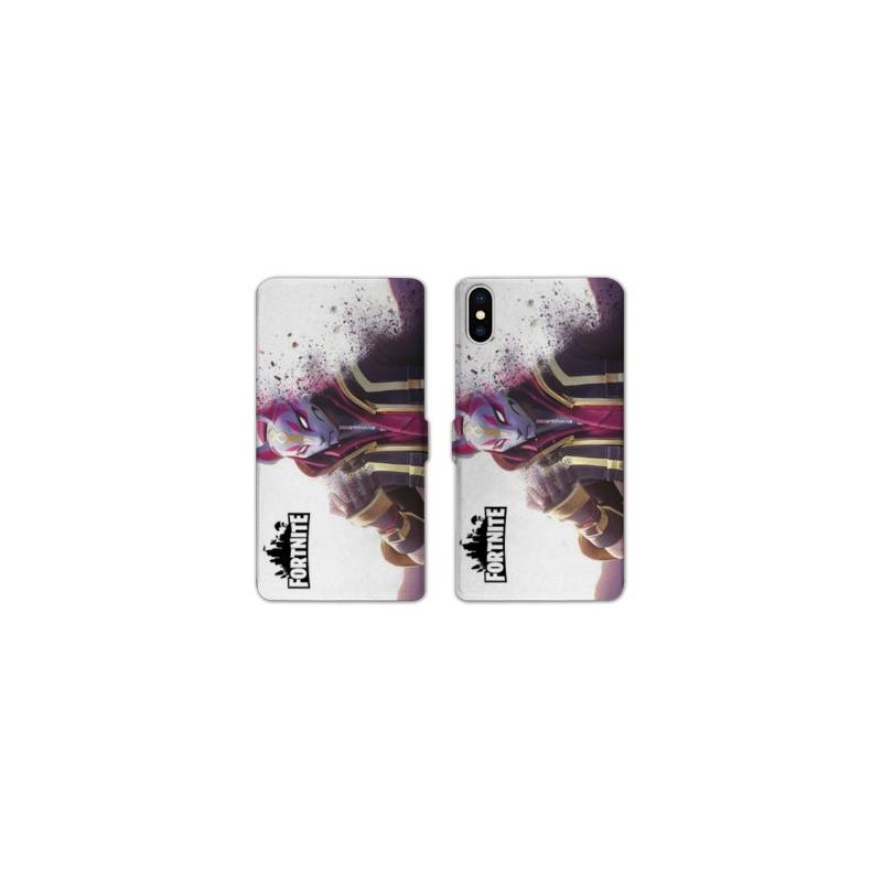 RV Housse cuir portefeuille Iphone XS Max Fortnite Blanc