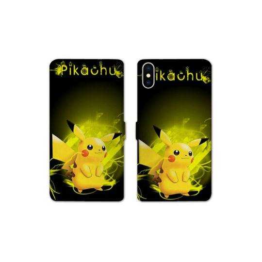 RV Housse cuir portefeuille Iphone XS Max Pokemon Pikachu eclair
