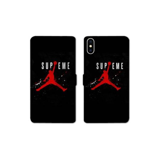 RV Housse cuir portefeuille Iphone XS Max Jordan Supreme Noir