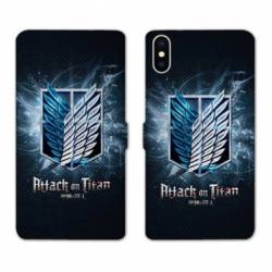 RV Housse cuir portefeuille Samsung Galaxy A10 Manga Attaque titans noir