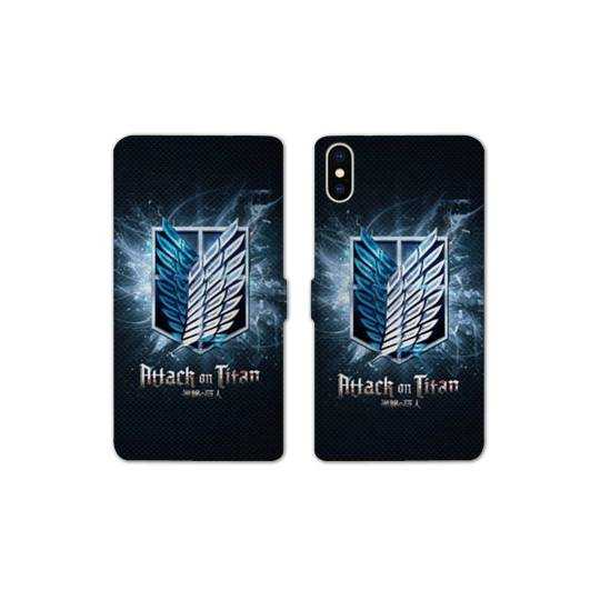 RV Housse cuir portefeuille Samsung Galaxy A10 Manga Attaque titans noir