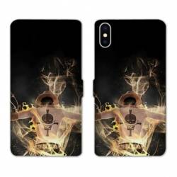 RV Housse cuir portefeuille Samsung Galaxy A10 Manga One Piece Ace noir