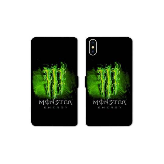 RV Housse cuir portefeuille Samsung Galaxy A10 Monster Energy Vert