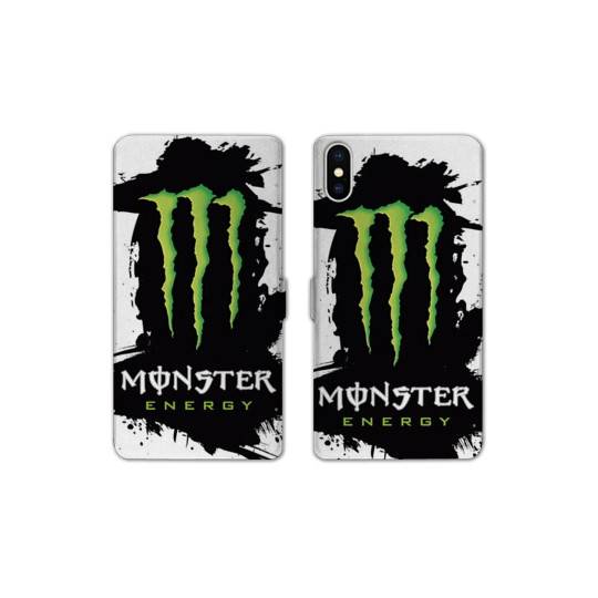 RV Housse cuir portefeuille Samsung Galaxy A10 Monster Energy tache